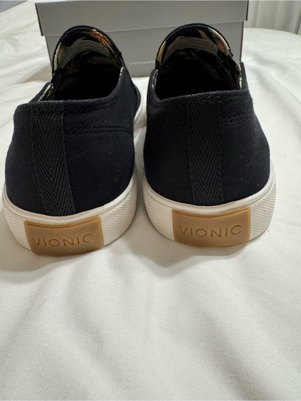 Vionic Black Slip-On Canvas Flats with Tropical Lining - Picture 4 of 9